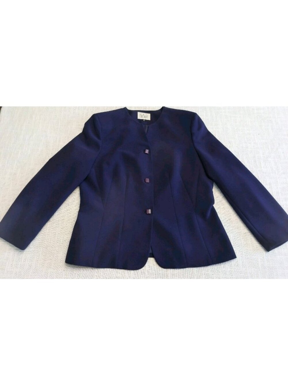 Le Suit Purple Blazer Women Size 16 Career Office Jacket 3 Button 100 % Polyeste